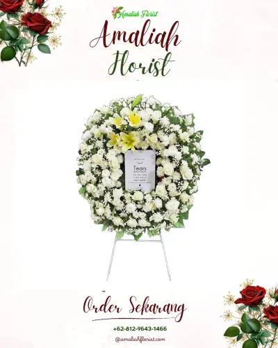 Krans Bunga Duka Cita di Pasar Rebo